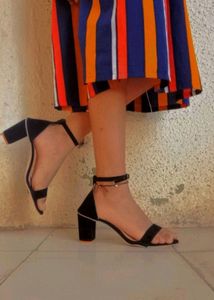 Black Colour Ankle Strap Heels