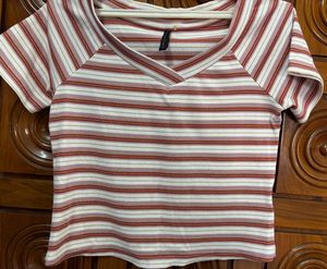 Striped V-Neck Crop Top