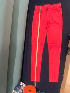 Reduced Price - Red Cotton Pant For Casual Meeting