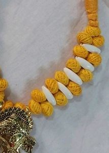 Golden Ganesh Head &amp; THREAD NECKLACE SET FOR Women