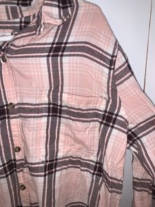 oversized pink and grey checkered shirt