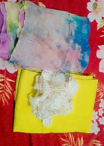 organza kurti with lemon colour pent &duppatta