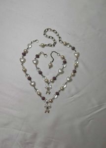 Pinteresty Dark Grey Purple Necklace and Bracelet