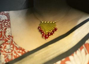 Antique Pendant With Hanging Beads Neck Chain