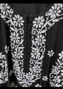 Elegant Black Embroidered Kurta(Lucknowi)