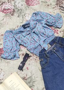 Beautiful Blue Korean Crop Top