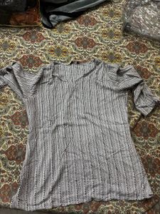 Striped V-Neck Short Kurti | XXL