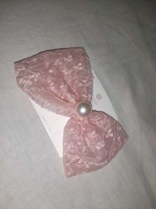 Pink Lace Bow Hair Clip
