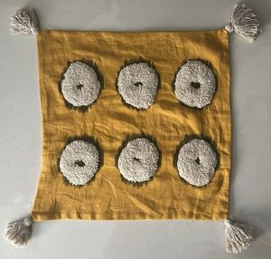 45x45 Mustard Designer Cushion Cover With Tassels