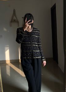 Classic WOMAN BLACK GOLD SEQUINS Jacket