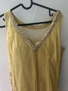 Designer Straight Fit Golden Party Gown