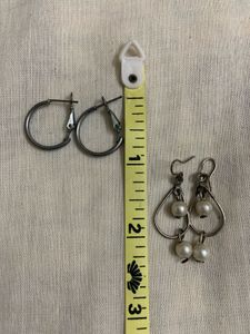 Silver Tone Earrings With Chain