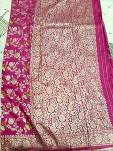Pink Floral Banarasi Saree