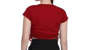 Burgundy Ruched Crop Top