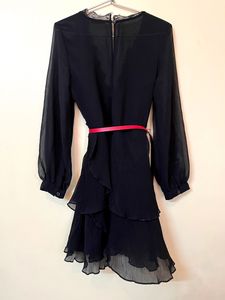 Lace Ruffled Black Dress