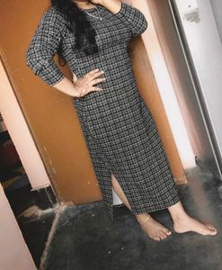 Checked Midi Dress
