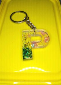 P Letter Keychain Resin Art