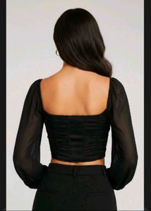 Chic Black Lace-Up Crop Top🐞🖤🎀