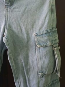 Light Wash Cargo Jeans Baggy Fit