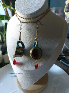 Handmade Blue Teapot &amp; cup set Earring/Necklace