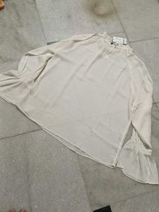XXL Size White Ruffle Blouse