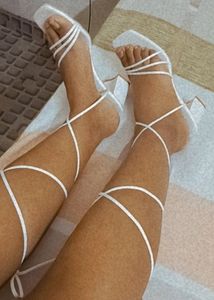 White Lace Up Top Heels For Women