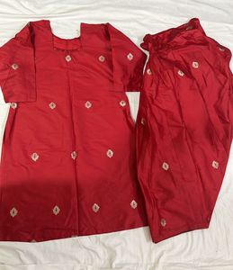 Red Embroidered Salwar Kameez Suit