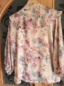 Floral Print Blouse with Tie Neck