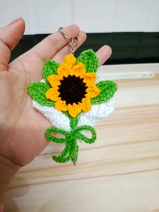 Crochet Sunflower Keychain