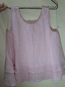 Pink Striped Tiered Tank Top