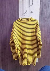 Striped Yellow Mock Neck Top