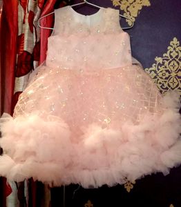 Peach Sparkly Flower Girl Dress