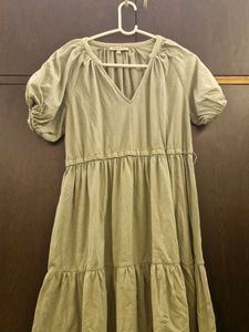 Olive Green Tiered Dress