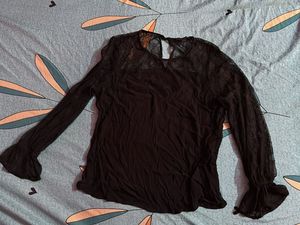 Black Sheer Long Sleeve Top