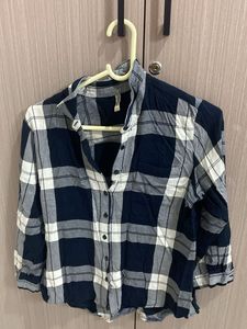 Blue &amp; White Plaid Flannel