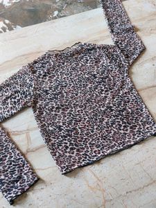 Leopard Print Mesh Top