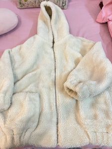 Cozy White Hooded Fleece Jacket