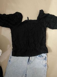 Elegant Black Lace Off-Shoulder Top