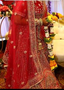 Full Beads &amp; Stone Work Designer Bridal Lahenga