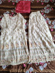 Floral Kurta Set With Organza Dupatta