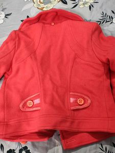 Coral Double-Breasted Cropped Coat