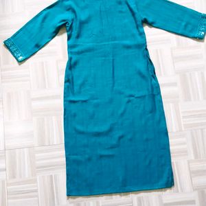 Teal Embellished Kurti