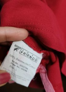 Women Red Cotton Classic Fit Polo Tshirt
