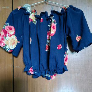 Puffed sleeve off shoulder top for women
