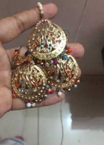 Gorgeous gold Earrings With Colourful Accents