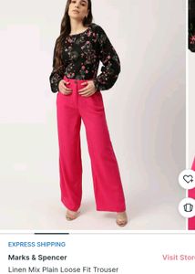 Marks &amp; Spencer Linen Trouser - Fuchsia