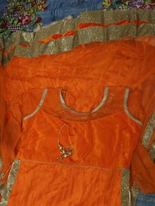 Orange Embroidered party wear dress