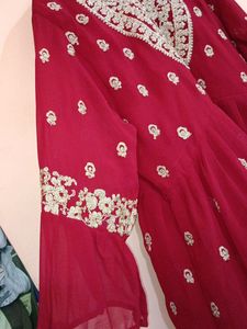 Red Sharar Set Without Dupatta