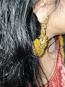 Elegant Gold-tone Chandbali Earrings diamond yello