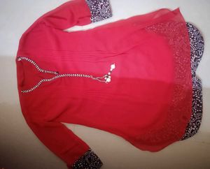 Red &amp; Blue Detailed Kurti